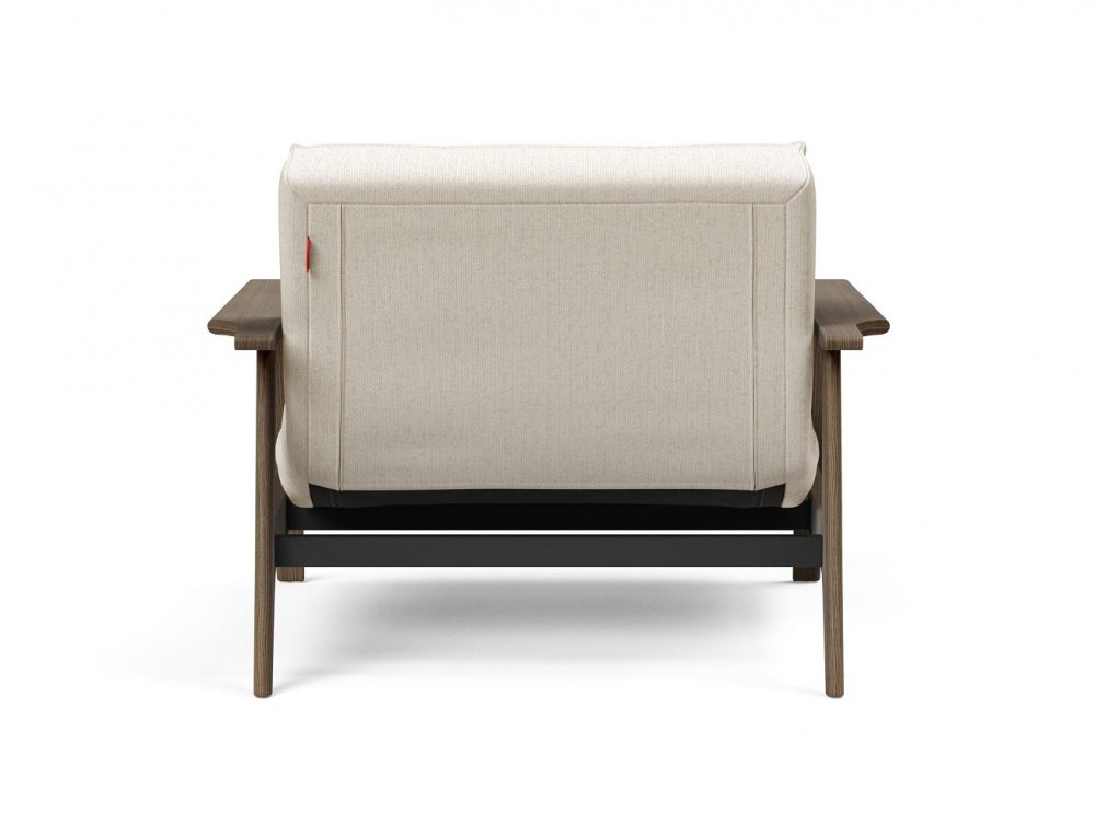 INNOVATION LIVING  Fauteuil design SPLITBACK FREJ 531 - Bouclé Off White convertible lit 90*115 cm accoudoirs chêne fumé